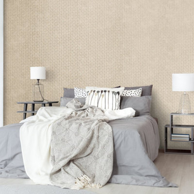 Galerie Urban Classics Cream Gold Soho Metallic Industrial Grid Wallpaper Roll from B&Q