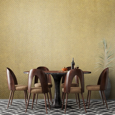 Galerie Urban Classics Brown Gold Soho Metallic Industrial Grid Wallpaper Roll from B&Q