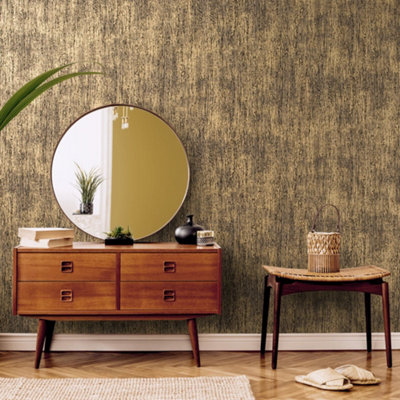 Galerie Universe Umber Brown Neptune Glass Stone Plain Texture Wallpaper Roll from B&Q