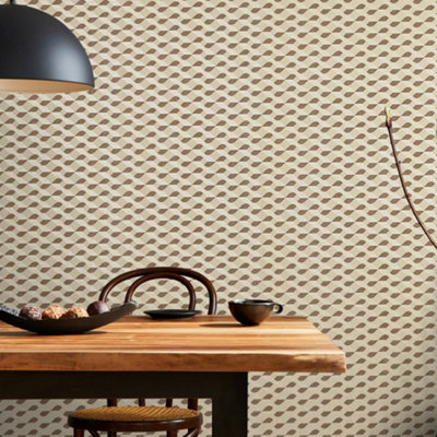 Galerie Universe Sand Beige Venus Glass Stone Geometric Wave Wallpaper Roll from B&Q
