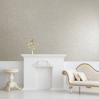 Galerie Adonea Zeus Sand Metallic Geometric 3D Embossed Wallpaper Roll from B&Q