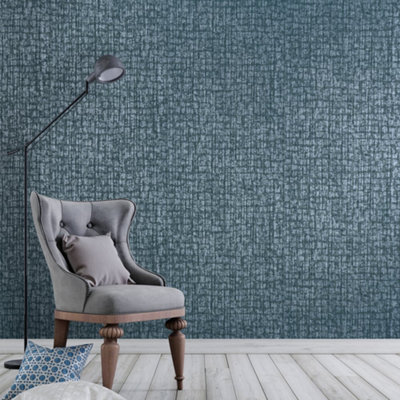 Galerie Adonea Zeus Midnight Blue Metallic Geometric 3D Embossed Wallpaper Roll from B&Q