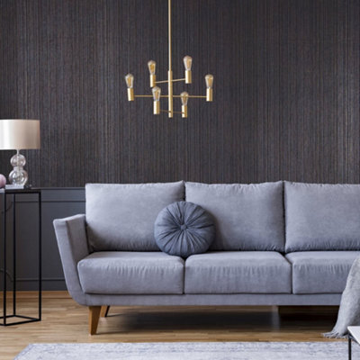 Galerie Universe Ocean Blue Jupiter Metallic Stripe Wallpaper Roll from B&Q
