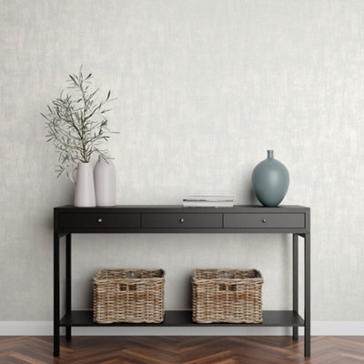 Galerie Universe White Mercury Metallic Plain Texture Wallpaper Roll from B&Q
