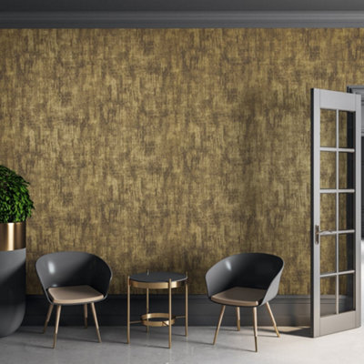 Galerie Universe Umber Brown Mercury Metallic Plain Texture Wallpaper Roll from B&Q