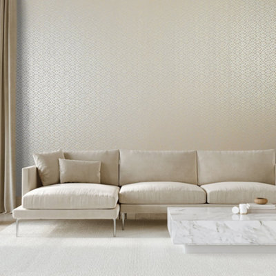 Galerie Slow Living Sand Gold Soul Metallic Geometric Motif Wallpaper Roll from B&Q