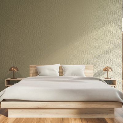 Galerie Slow Living Ochre Gold Soul Metallic Geometric Motif Wallpaper Roll from B&Q