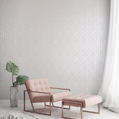 Galerie Slow Living Dusty Lilac Soul Metallic Geometric Motif Wallpaper Roll from B&Q