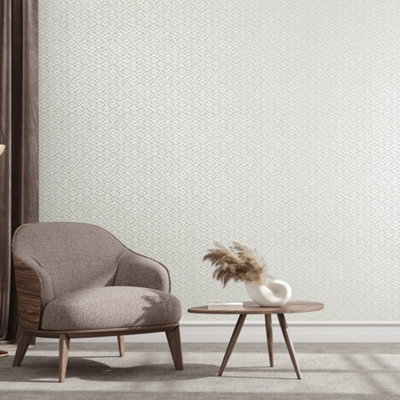 Galerie Slow Living Rosy Grey Soul Metallic Geometric Motif Wallpaper Roll from B&Q