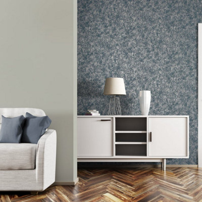 Galerie Slow Living Night Blue Holistic Metallic Abstract Texture Wallpaper Roll from B&Q