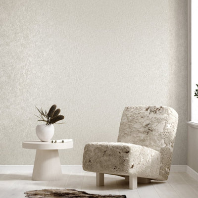 Galerie Slow Living Linen White Holistic Metallic Abstract Texture Wallpaper Roll from B&Q