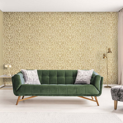 Galerie Urban Classics Brown Gold Notting Hill Metallic Loft Damask Wallpaper Roll from B&Q