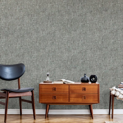 Galerie Crafted Black Silky Metallic Plain Base Texture Design Wallpaper Roll from B&Q