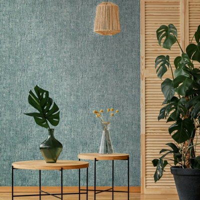 Galerie Crafted Green Silky Metallic Plain Base Texture Design Wallpaper Roll from B&Q