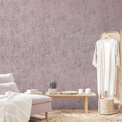 Galerie Crafted Purple Silky Metallic Plain Base Texture Design Wallpaper Roll from B&Q
