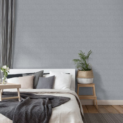 Galerie Feel Silver Glittery Greek Tile Wallpaper Roll from B&Q