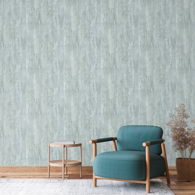 Galerie Feel Blue Metallic Wooden Plank Wallpaper Roll from B&Q