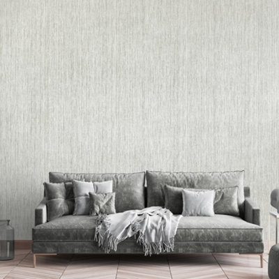 Galerie Feel Silver Metallic Curtain Stripe Wallpaper Roll from B&Q