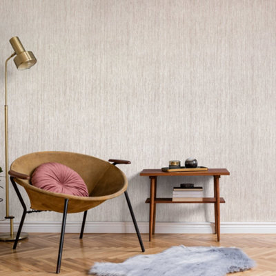 Galerie Feel Pink Metallic Curtain Stripe Wallpaper Roll from B&Q