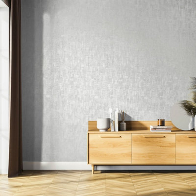 Galerie Precious Old White Metallic Jacquard Wallpaper Roll from B&Q