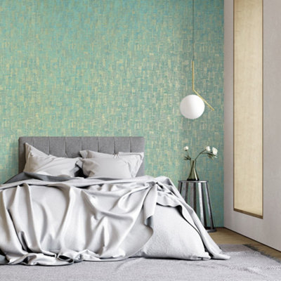 Galerie Precious Turquoise Metallic Jacquard Wallpaper Roll from B&Q