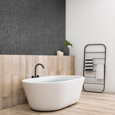 Galerie Precious Anthracite Metallic Canvas Wallpaper Roll from B&Q