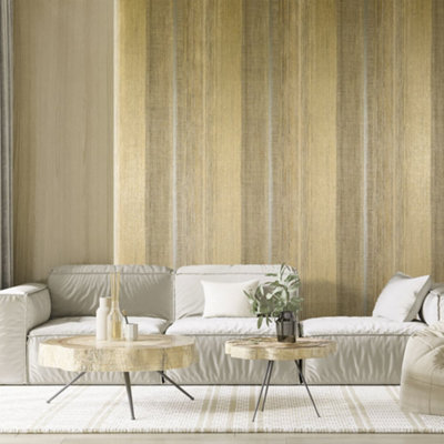 Galerie Precious Ochre Glitter Chiffon Damask Wallpaper Roll from B&Q
