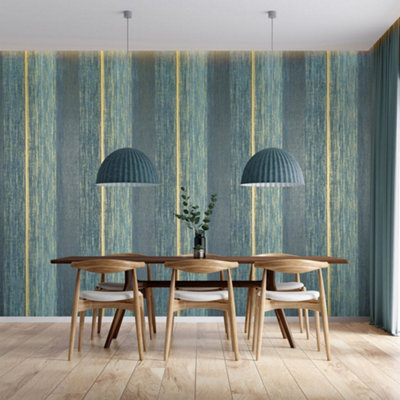 Galerie Precious Petrol Glitter Chiffon Damask Wallpaper Roll from B&Q