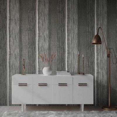 Galerie Precious Anthracite Glitter Chiffon Damask Wallpaper Roll from B&Q