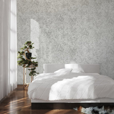 Galerie Precious Warm Grey Shimmery Satin Silk Fabric Design Wallpaper Roll from B&Q