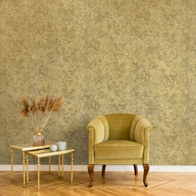 Galerie Precious Antique Gold Shimmery Satin Silk Fabric Design Wallpaper Roll from B&Q