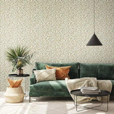 Galerie Salt Arco Sage 3D Embossed Lustre Flower Leaf Wallpaper Roll from B&Q