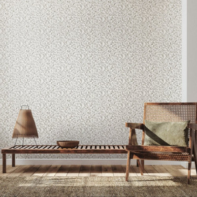 Galerie Salt Arco Allspice 3D Embossed Lustre Flower Leaf Wallpaper Roll from B&Q
