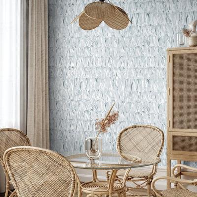 Galerie Salt Calma Poppy Seed Shimmer Paper Strips Design Wallpaper Roll from B&Q