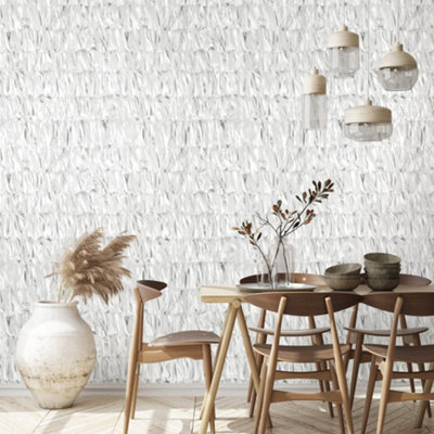 Galerie Salt Calma Sea Salt Shimmer Paper Strips Design Wallpaper Roll from B&Q