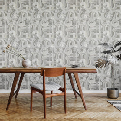 Galerie Salt Penello Allspice Sheen Brush Dance Design Wallpaper Roll from B&Q