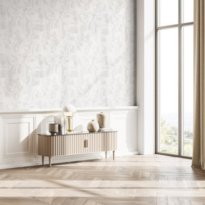 Galerie Salt Penello Himalayan Salt Sheen Brush Dance Design Wallpaper Roll from B&Q
