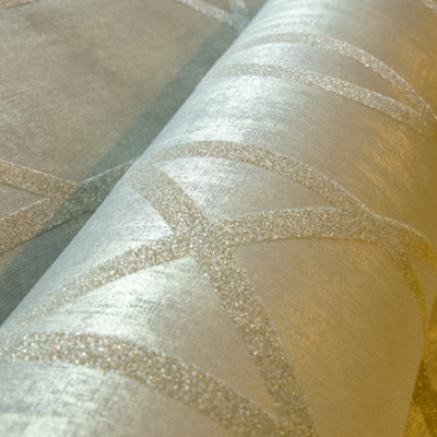 Galerie Universe Sage Green Saturn Glass Stone Geometic Lines Wallpaper Roll from B&Q