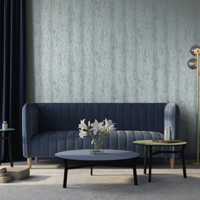 Galerie Urban Classics Steel Blue Elysée Abstract Glass Stone Wallpaper Roll from B&Q
