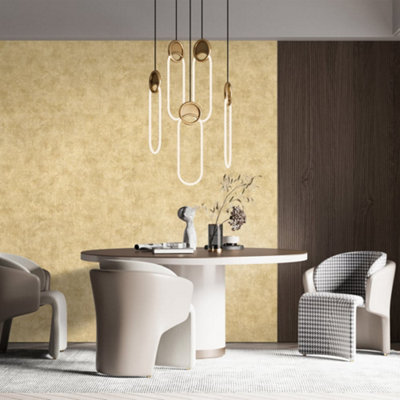 Galerie Precious Ochre Glass Bead Cord Fabric Design Wallpaper Roll from B&Q