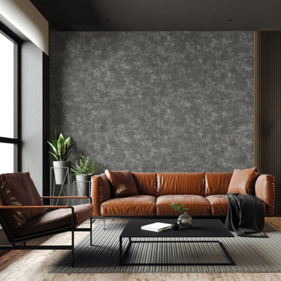 Galerie Precious Anthracite Glass Bead Cord Fabric Design Wallpaper Roll from B&Q