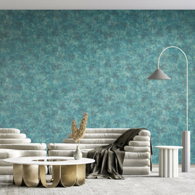 Galerie Precious Petrol Glass Bead Cord Fabric Design Wallpaper Roll from B&Q