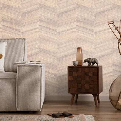Galerie Salt Vetro Come Closer Glass Beads Chevron Design Wallpaper Roll from B&Q