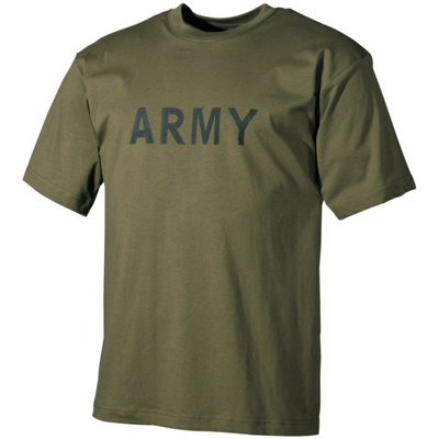 Mfh T-Shirt Olive With Army Print Size Small from B&Q