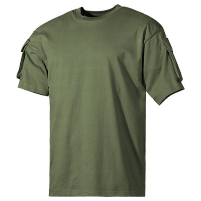 Mfh Us Short Sleeved T-Shirt With Sleeve Pockets Od Green Size Large from B&Q