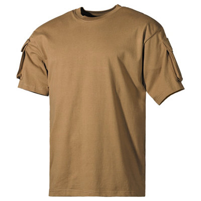 Mfh Us Short Sleeved T-Shirt With Sleeve Pockets Coyote Size Small from B&Q