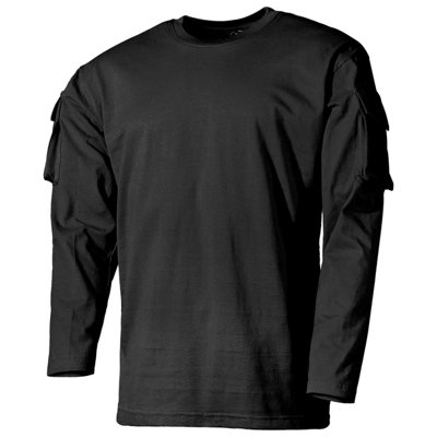 Mfh Us Long Sleeved T-Shirt With Sleeve Pockets Black Size Large from B&Q