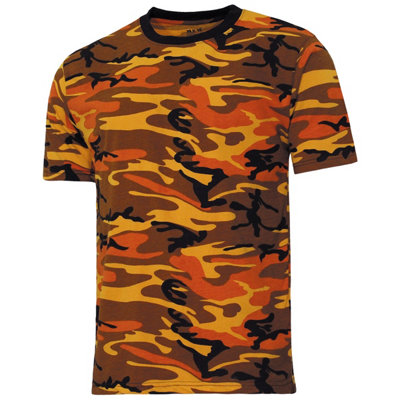 Mfh Us Streetstyle T-Shirt Orange Camo Size Small from B&Q