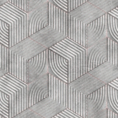 Galerie The New Design Book Silver Abstract Geometric Wallpaper from B&Q