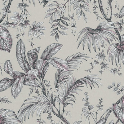 Galerie Paste The Wall Natural And Black Botanical Wallpaper from B&Q